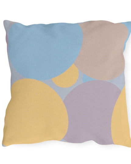 Pastel Baby Blue and Peach Patches 18" x 18" Outdoor Pillows