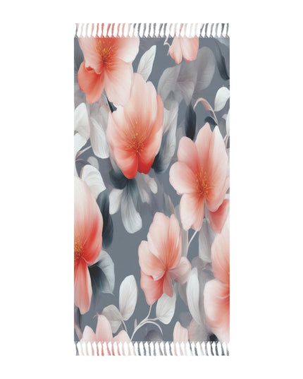 Red Blossom Floral Bunch 38" × 81" Boho Beach Cloth