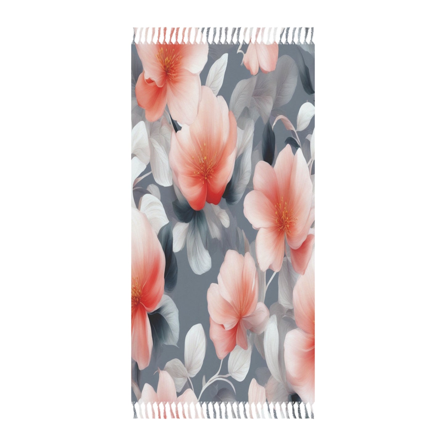 Red Blossom Floral Bunch 38" × 81" Boho Beach Cloth