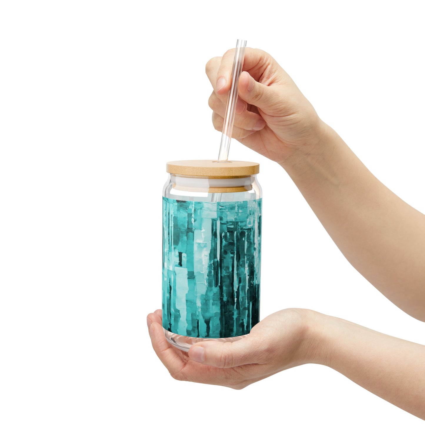 Striped Tif Sipper Glass, 16oz