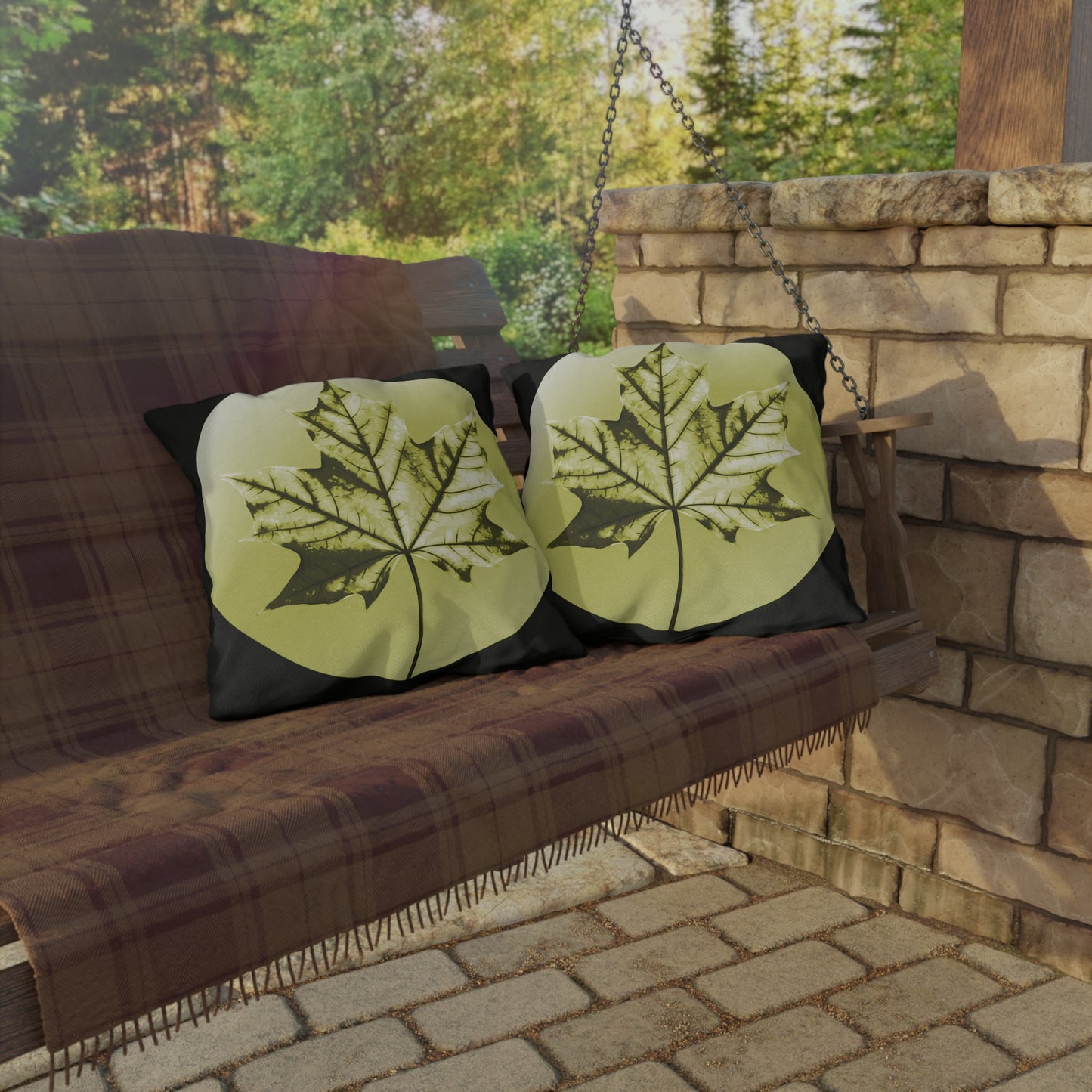 Lemongrass Maple Leaf 20" x 20" Outdoor Pillow