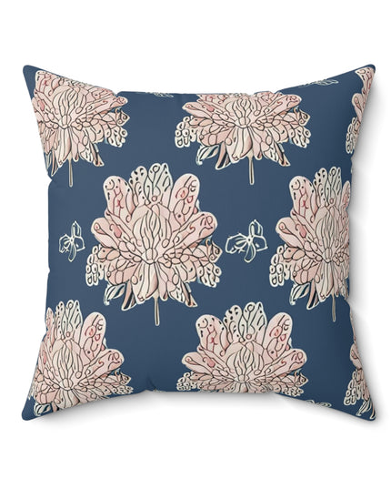 Rose White Floral Butterflies 20" x 20" Faux Suede Square Pillow