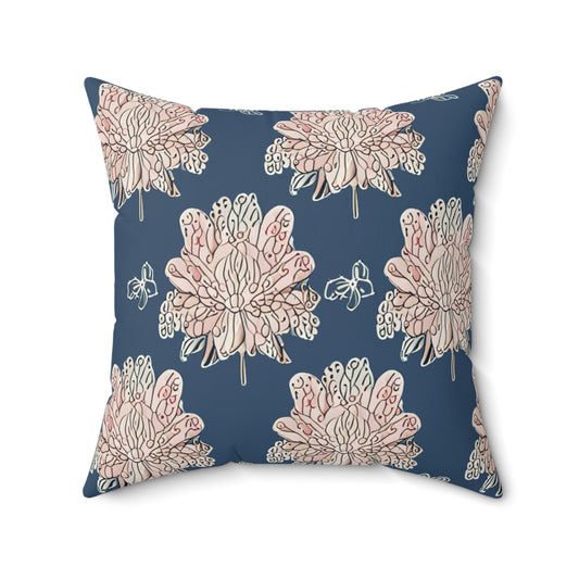 Rose White Floral Butterflies 20" x 20" Faux Suede Square Pillow