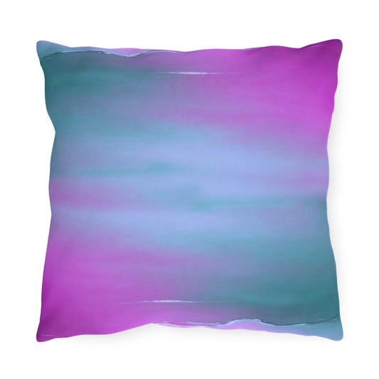 Dark Blue Green Sea Purple Fog 16" x 16" Outdoor Pillows