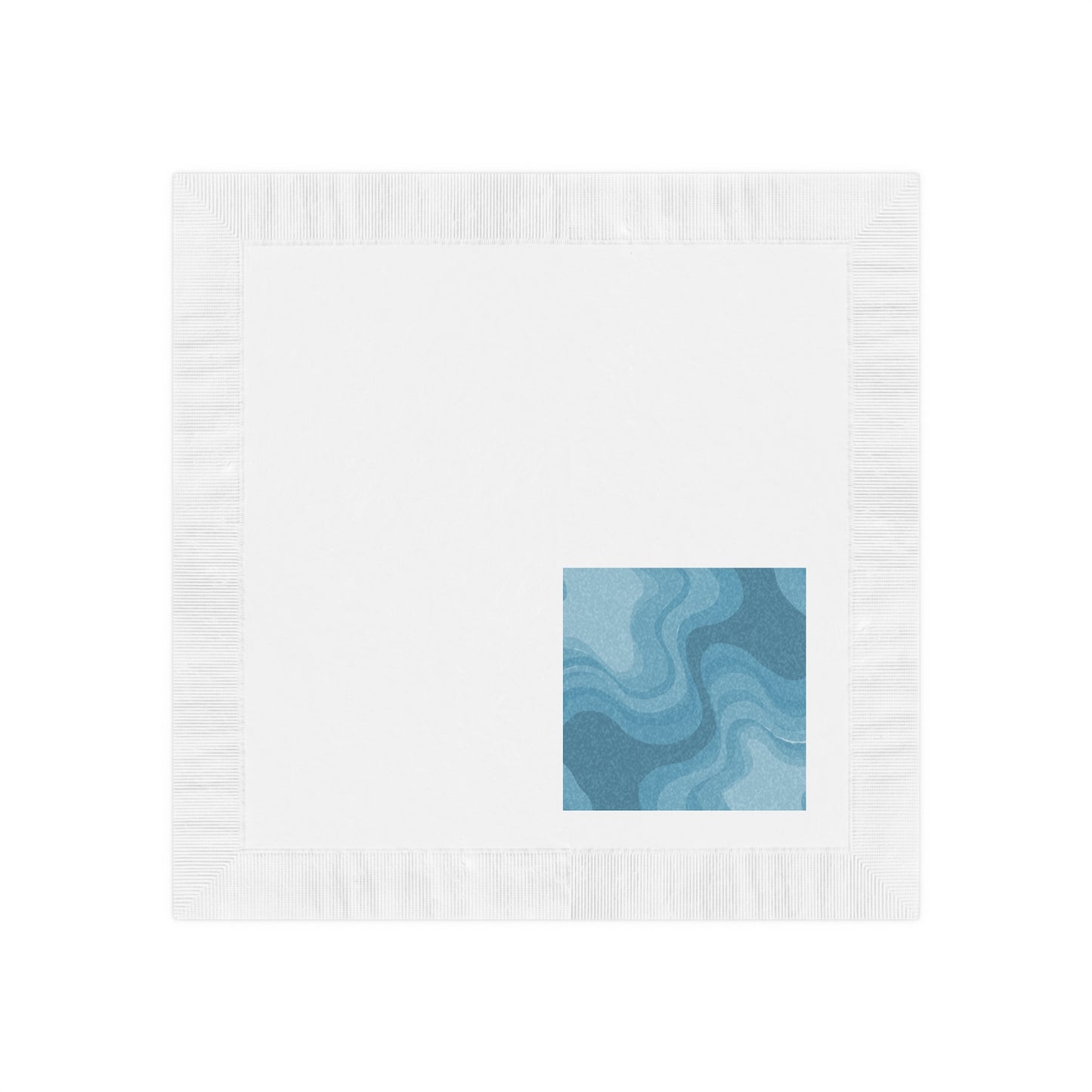 Sky Blue Wavey White Coined Napkins, 4.8" x 4.8"