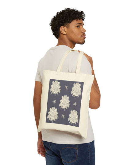 White Floral Butterflies Cotton Canvas Tote Bag