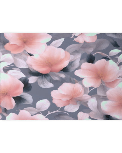 Peach and Blue Gray Floral Bunch Glass Cutting Board, 8" x 11"