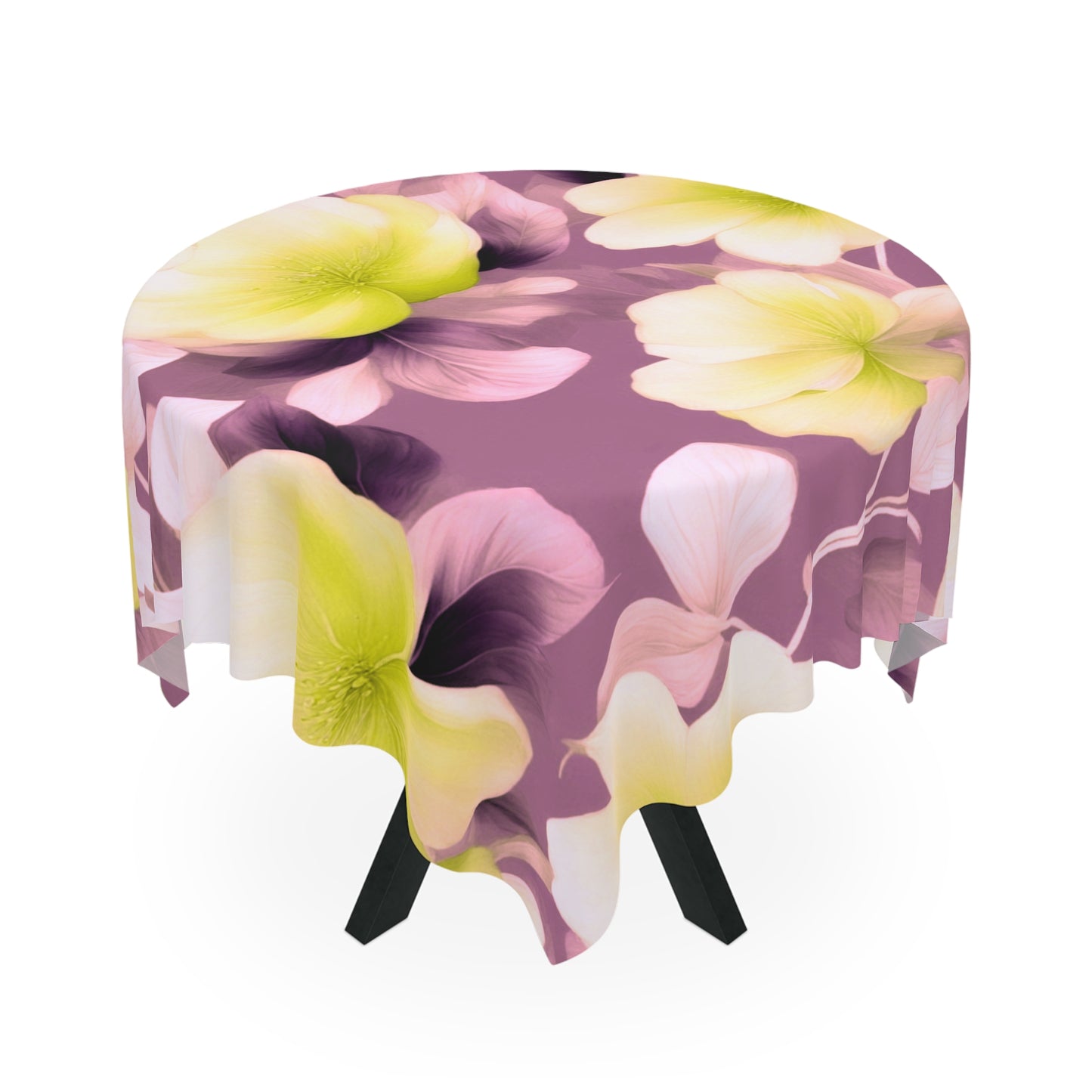 Lemon Blossom Floral Bunch Tablecloth, 55" x 55"