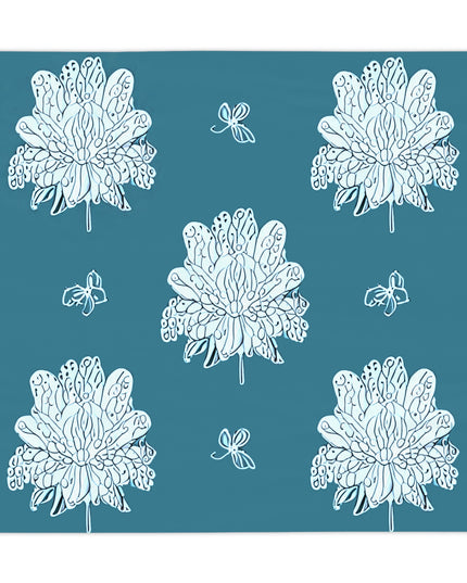 Tif Green White Floral Butterflies Tablecloth, 55" x 55"