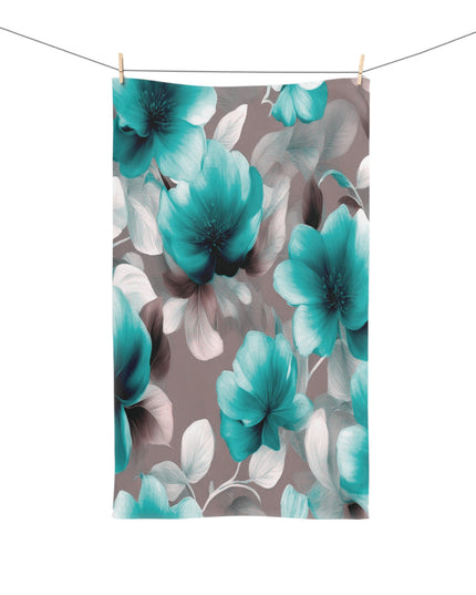 Tif Green Gray Floral Bunch Hand Towel, 16" x 28"