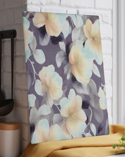 White Blush Floral Bunch Glass Cutting Board, 11" x 15"