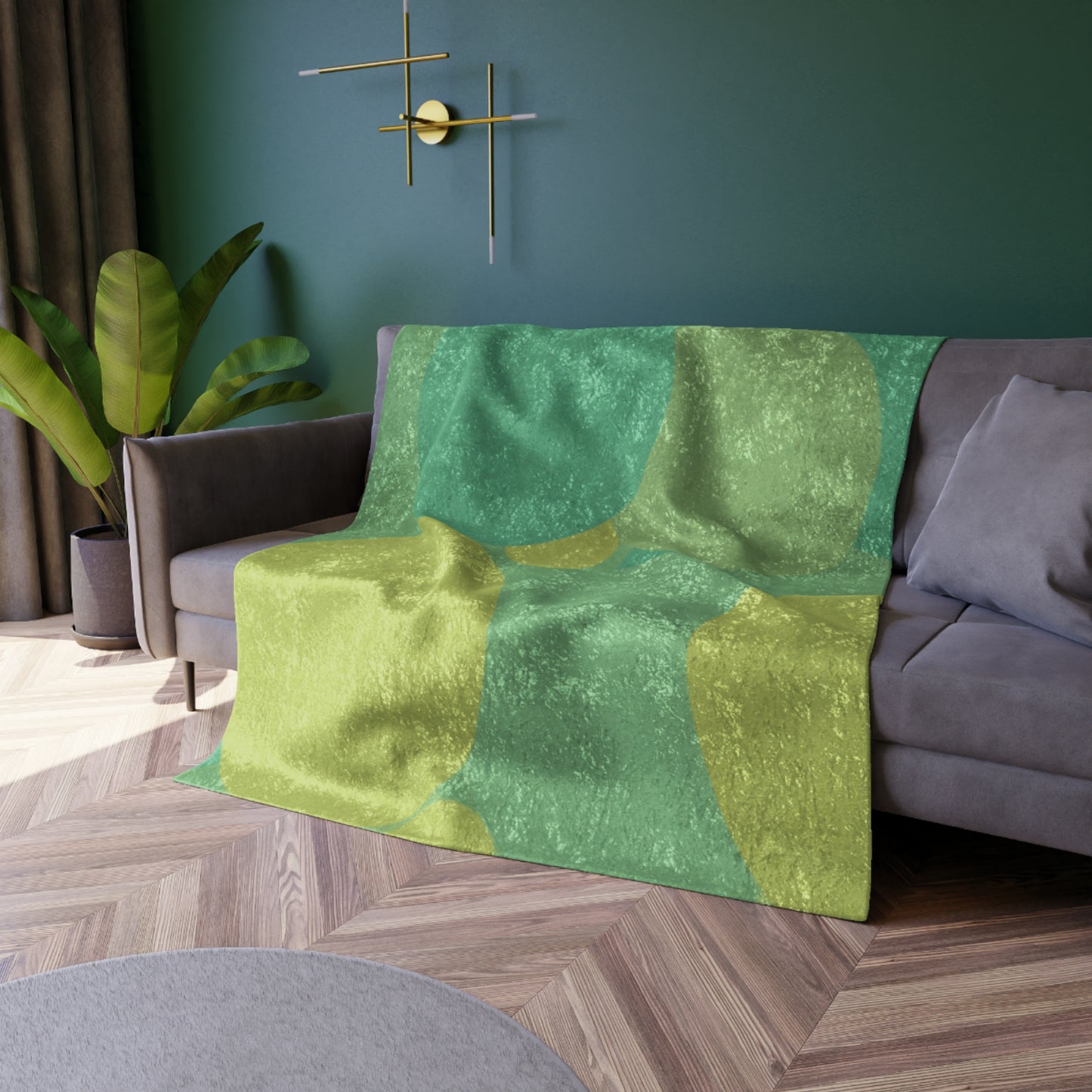 Pastel Green Patches 50" x 60" Crushed Velvet Blanket