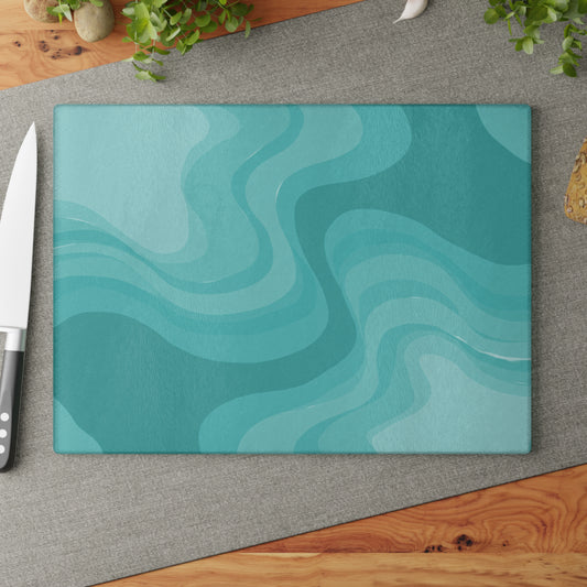 Tif Green Wavey Glass Cutting Board, 11" x 15"