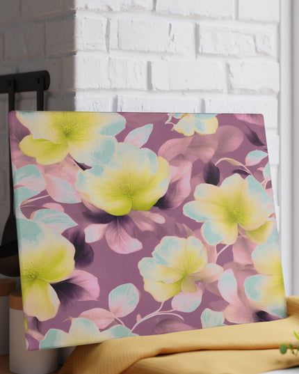Lemon Blossom Floral Bunch Glass Cutting Board, 11" x 15"