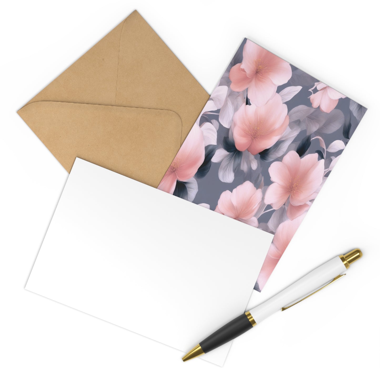 Peach and Blue Gray Floral Bunch Postcards (7 pcs)