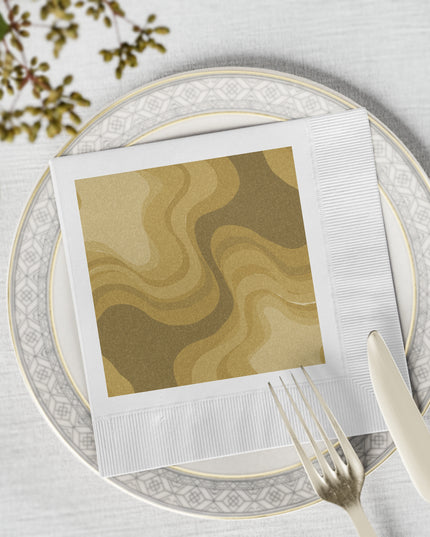 Brown Wavey White Coined Napkins, 6.5" x 6.5"