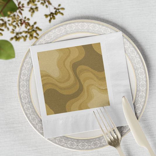 Brown Wavey White Coined Napkins, 6.5" x 6.5"