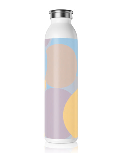 Pastel Baby Blue and Peach Patches Slim Water Bottle, 20 oz White