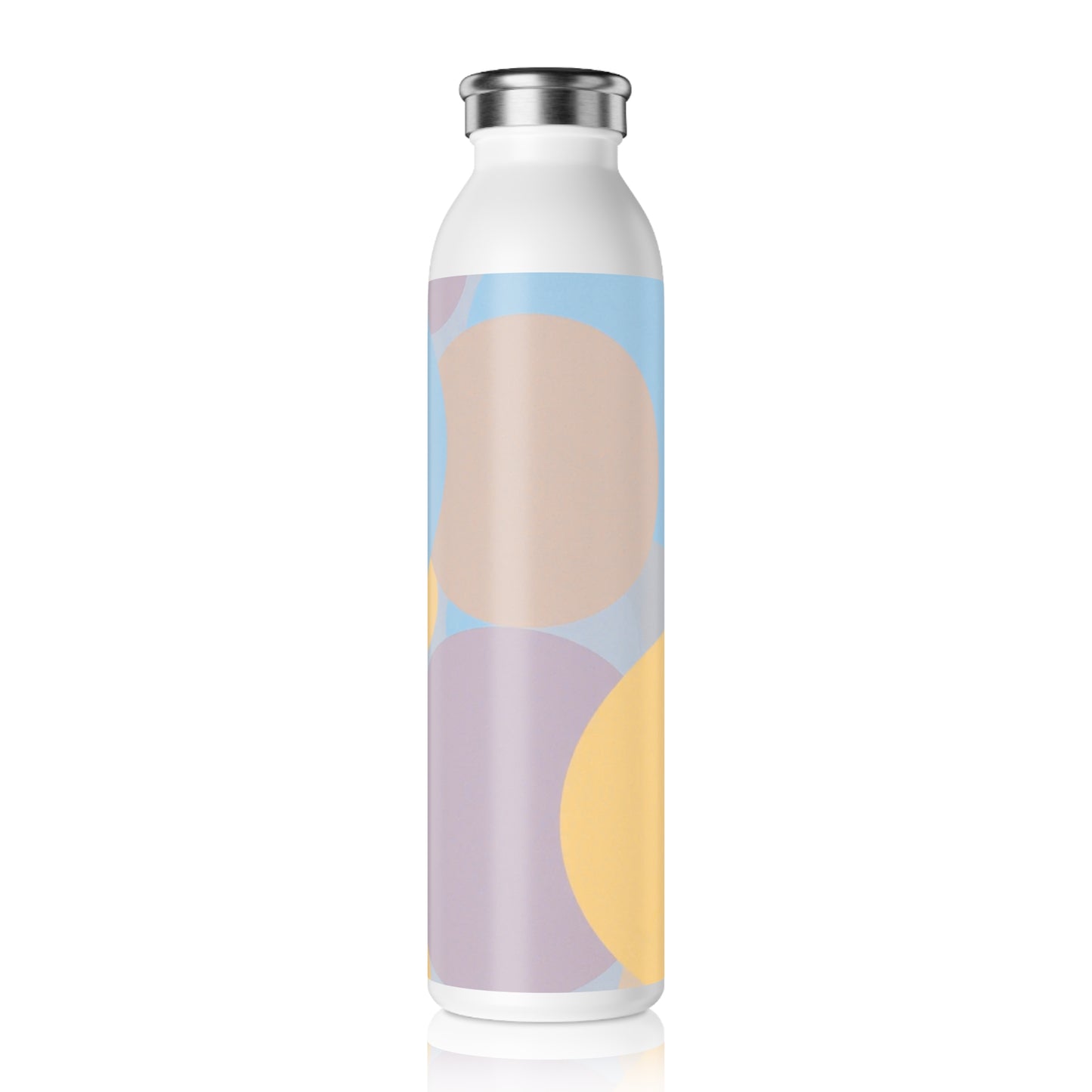 Pastel Baby Blue and Peach Patches Slim Water Bottle, 20 oz White