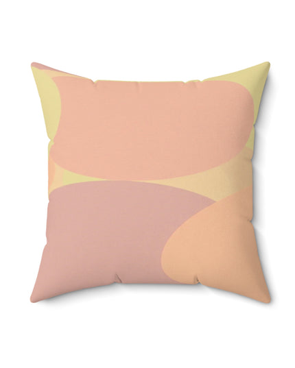 Pastel Hot Peach Patches 18" x 18" Faux Suede Square Pillow