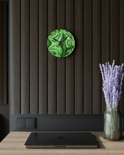 Uzi Spiral Mint Pastel Acrylic Round Wall Clock, 8" x 8"