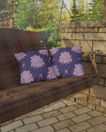 Magenta Floral Butterflies 16" x 16" Outdoor Pillow