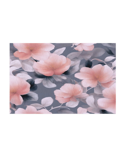 Peach and Blue Gray Floral Bunch Outdoor Rug, 48" x 72"