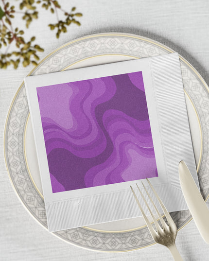 Wavey Purple Wavey White Coined Napkins, 6.5" x 6.5"
