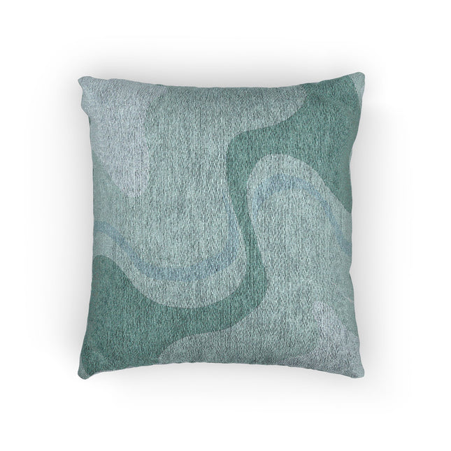 Tif Green Wavey Woven Pillow, 17" x 18"