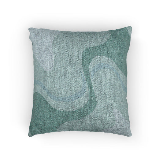 Tif Green Wavey Woven Pillow, 17" x 18"