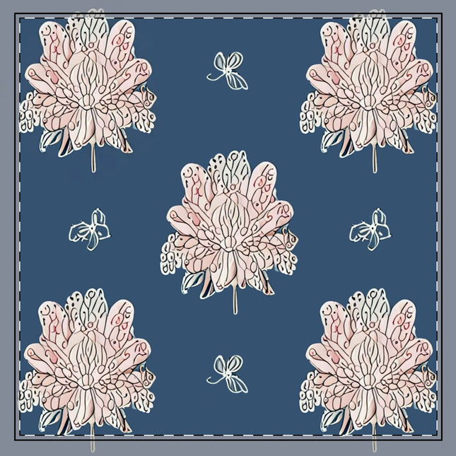 Rose White Floral Butterflies 22" x 22" Cotton Twill Napkin