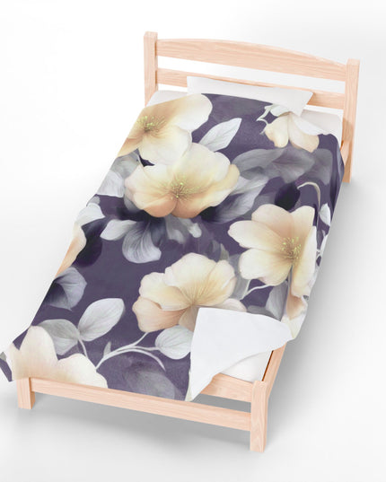 White Blush Floral Bunch Velveteen Plush Blanket, 60" x 80"