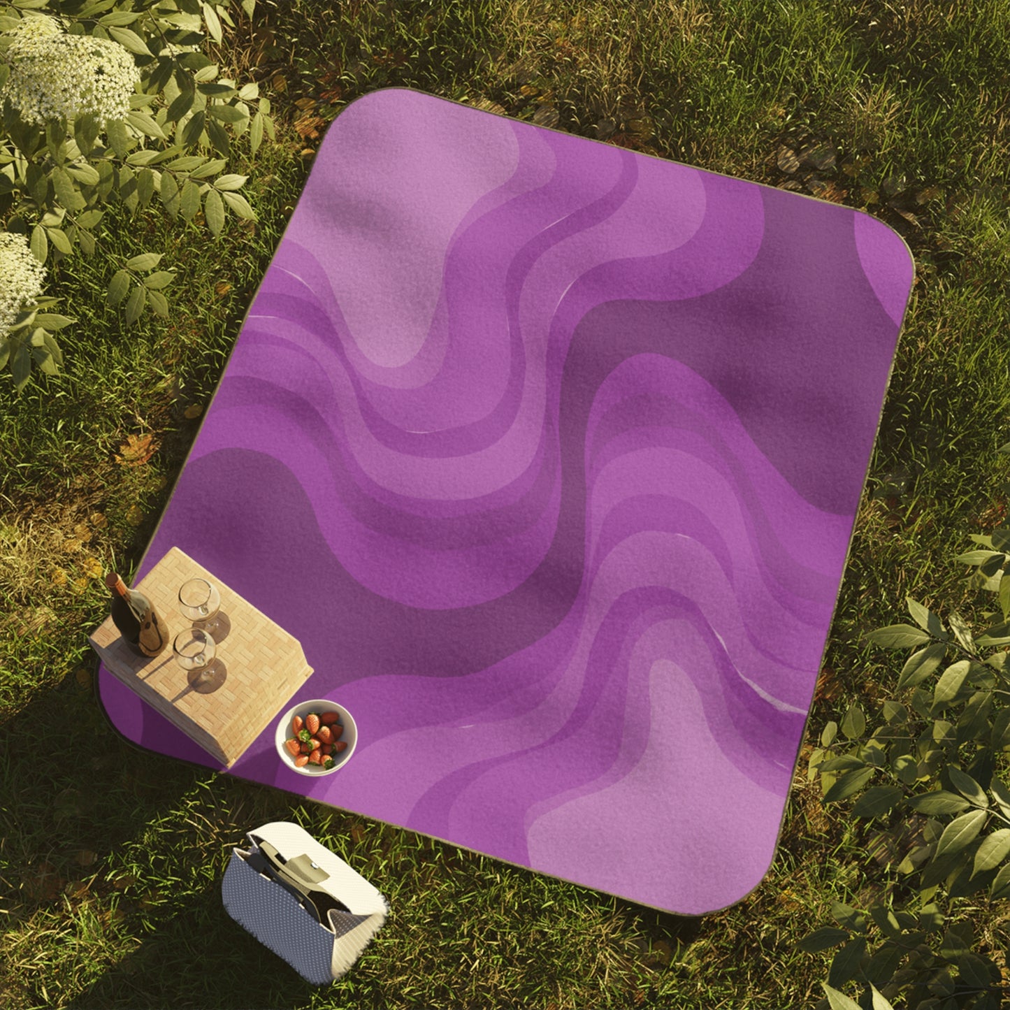Wavey Purple Wavey 61" × 51" Picnic Blanket