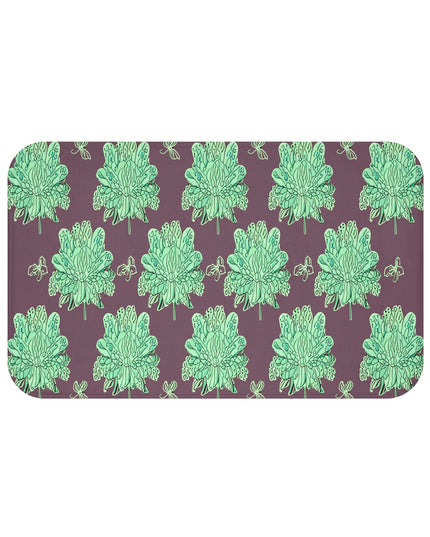 Mint Green Floral Butterflies 34" x 21" Bath Mat