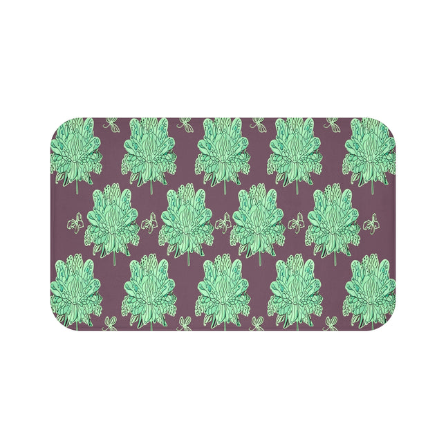 Mint Green Floral Butterflies 34" x 21" Bath Mat