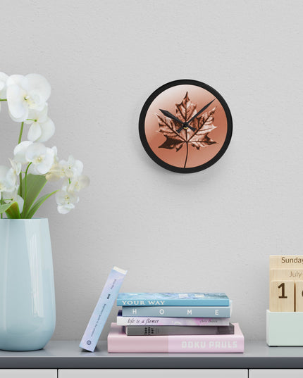 Soft Maple Leaf Acrylic Round Wall Clock, 8" x 8"