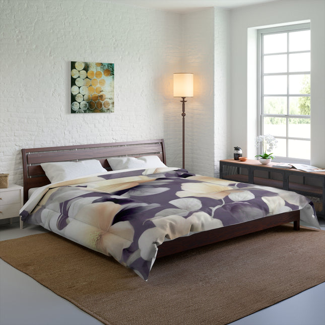 White Blush Floral Bunch Bunch Comforter, 104" × 88"