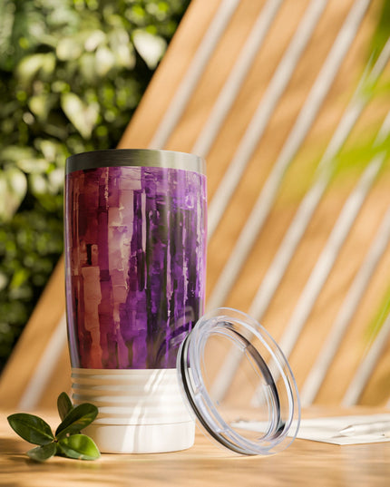 Striped Powder Lavender Ringneck Tumbler, 20oz in white