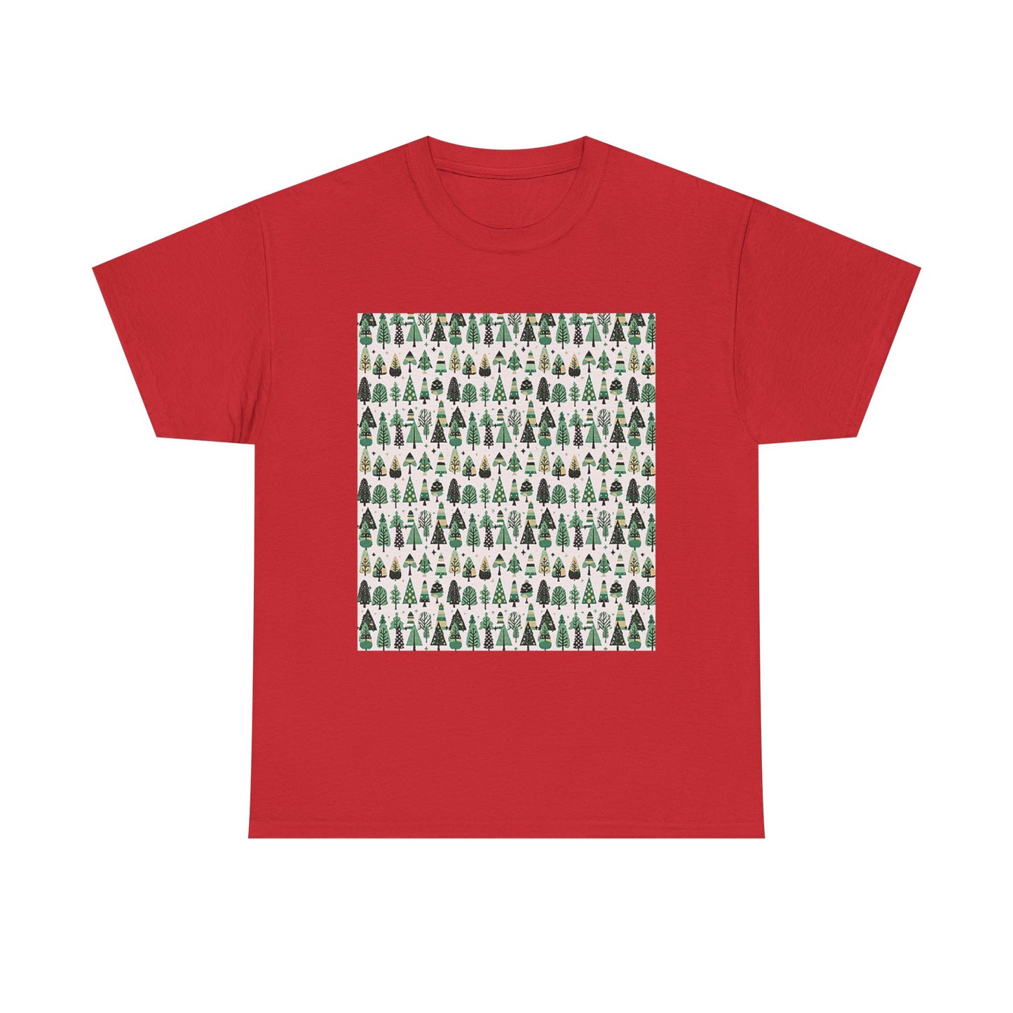 Mini Vintage Green Trees Unisex Heavy Cotton Tee, Medium