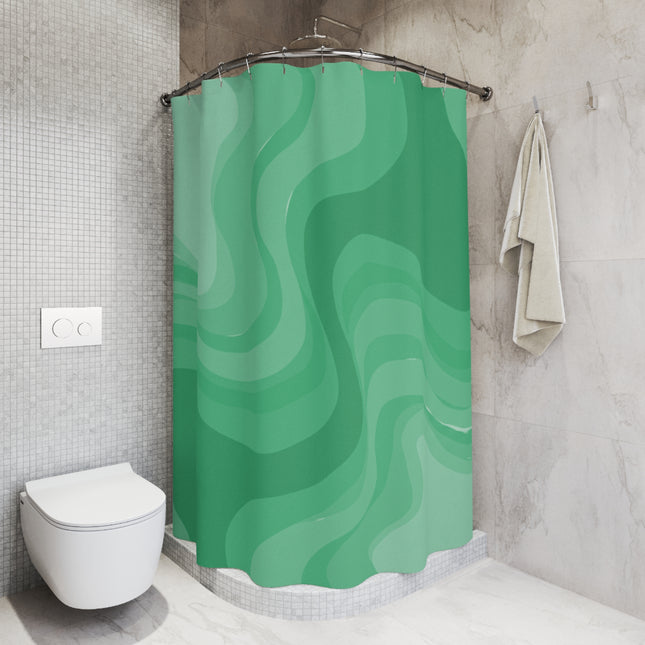 Mint Green Wavey Shower Curtains, 71" x 74"