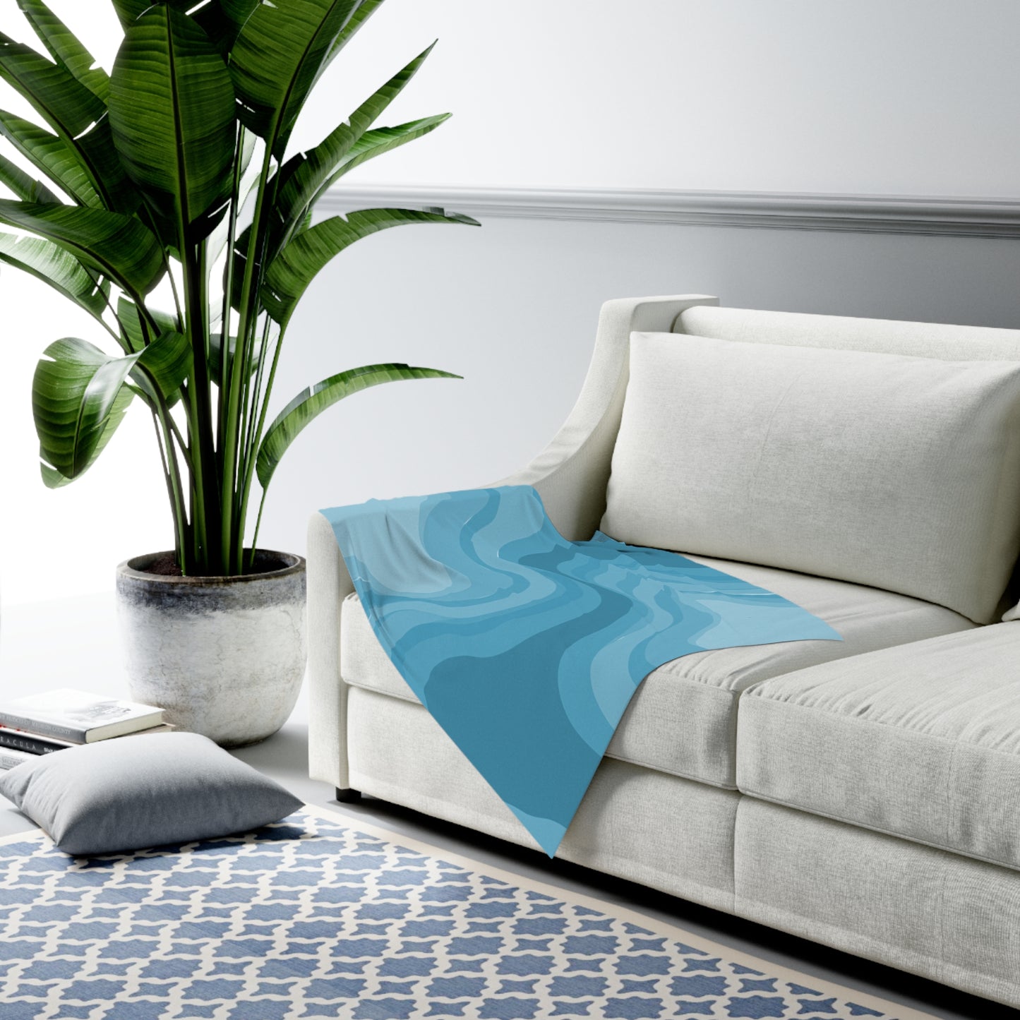 Sky Blue Wavey Baby Swaddle 30″×40″ Blanket