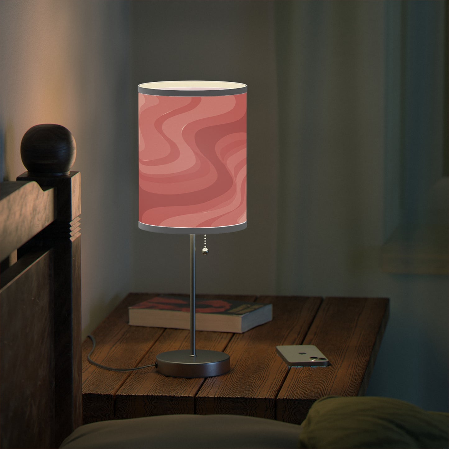 Power Red Wavey Table Lamp on a White or Silver Stand, US|CA plug