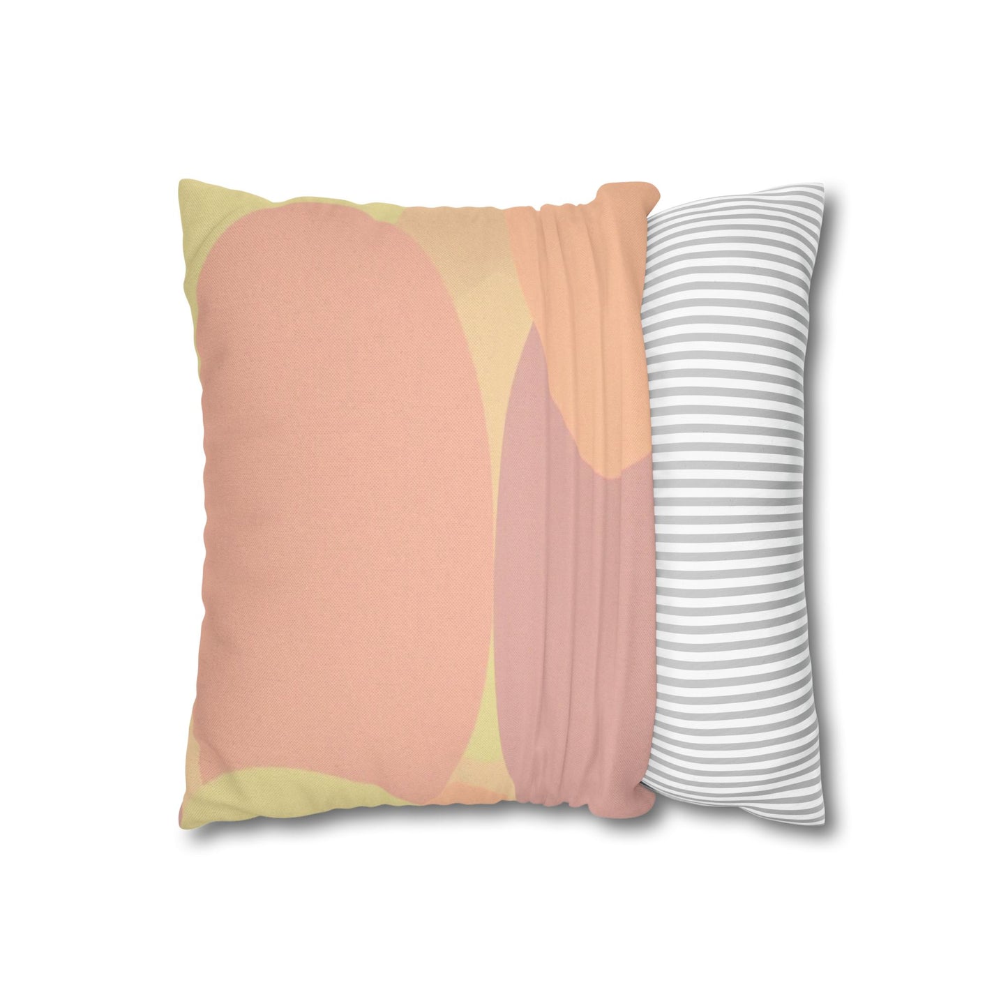 Pastel Hot Peach Patches Spun Polyester Square Pillowcase, 14" x 14"