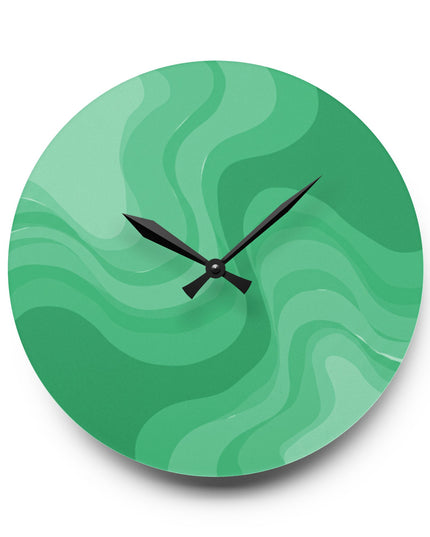 Mint Green Wavey 10.75" x 10.75" Round or Square Acrylic Wall Clock