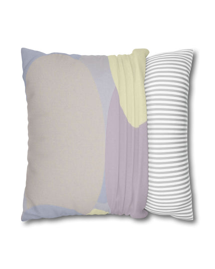 Pastel Soft Blue and Soft White Patches Spun Polyester Square Pillowcase, 14" x 14"