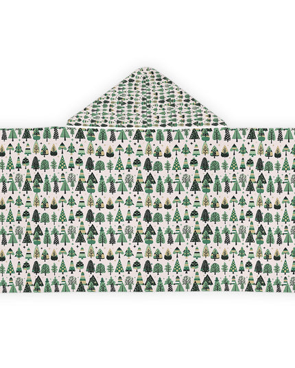 Mini Vintage Green Trees Youth Hooded Towel, 24" x 48"