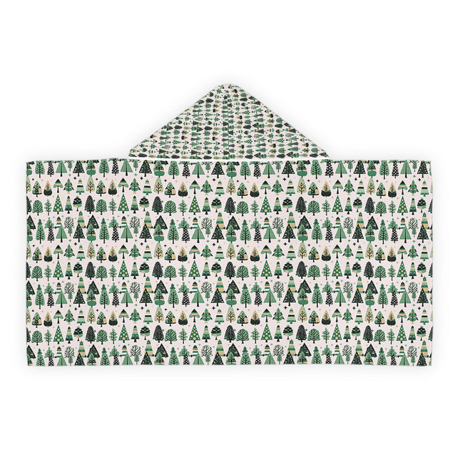Mini Vintage Green Trees Youth Hooded Towel, 24" x 48"