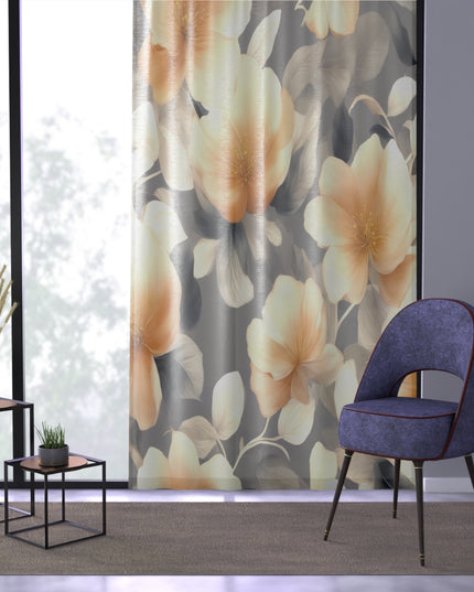 Soft Blossom Floral Bunch Sheer Window Curtain, 50" x 84", partially transparent