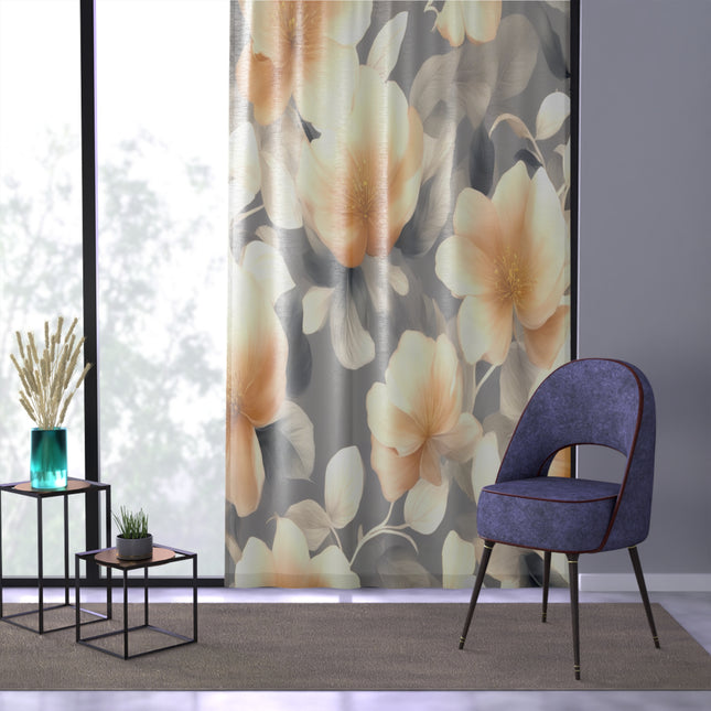 Soft Blossom Floral Bunch Sheer Window Curtain, 50" x 84", partially transparent