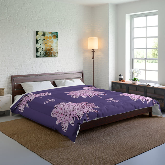 Magenta Floral Butterflies 104" × 88" Comforter